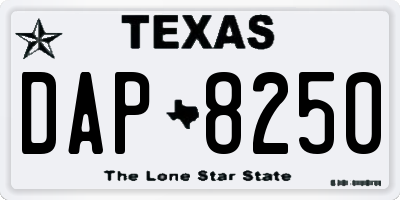 TX license plate DAP8250