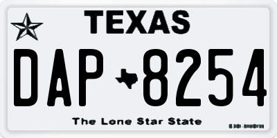 TX license plate DAP8254