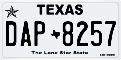 TX license plate DAP8257