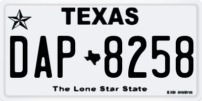 TX license plate DAP8258
