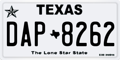 TX license plate DAP8262