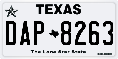 TX license plate DAP8263