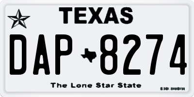 TX license plate DAP8274