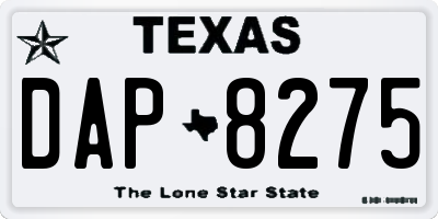 TX license plate DAP8275