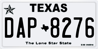 TX license plate DAP8276