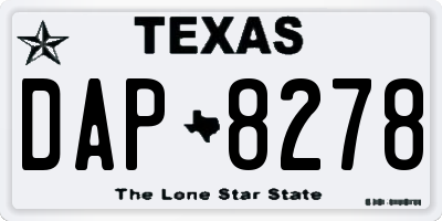 TX license plate DAP8278