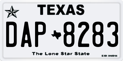 TX license plate DAP8283
