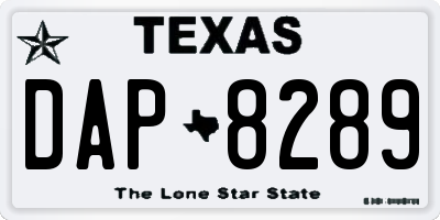 TX license plate DAP8289