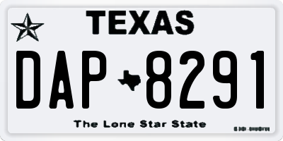 TX license plate DAP8291