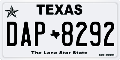 TX license plate DAP8292