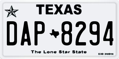 TX license plate DAP8294