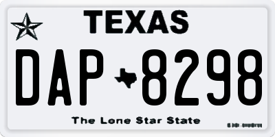 TX license plate DAP8298