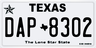 TX license plate DAP8302
