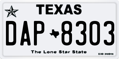 TX license plate DAP8303