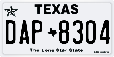 TX license plate DAP8304