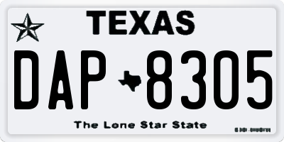 TX license plate DAP8305