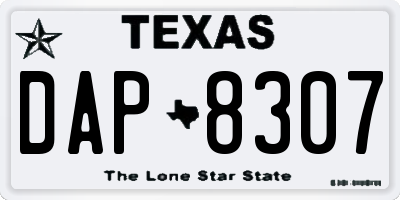 TX license plate DAP8307