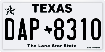 TX license plate DAP8310