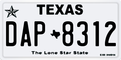 TX license plate DAP8312
