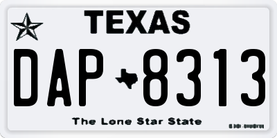 TX license plate DAP8313