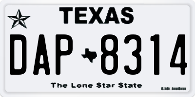 TX license plate DAP8314