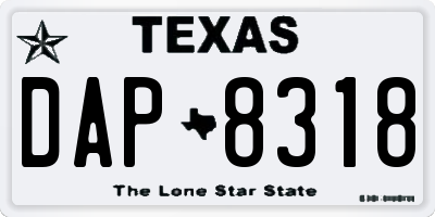TX license plate DAP8318