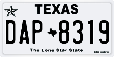 TX license plate DAP8319