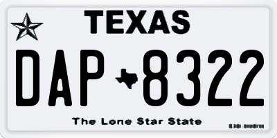 TX license plate DAP8322