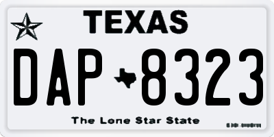 TX license plate DAP8323