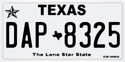 TX license plate DAP8325