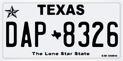 TX license plate DAP8326