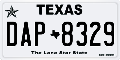 TX license plate DAP8329