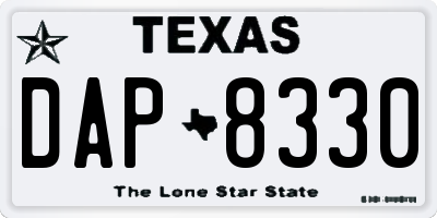 TX license plate DAP8330