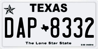 TX license plate DAP8332