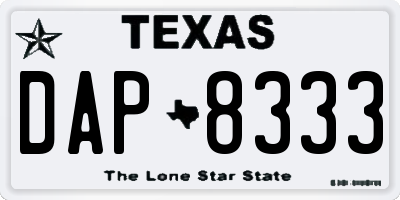TX license plate DAP8333