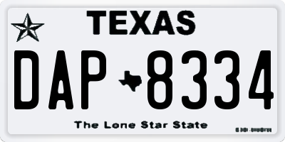 TX license plate DAP8334