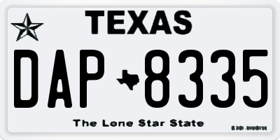 TX license plate DAP8335
