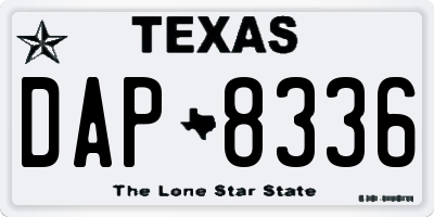 TX license plate DAP8336