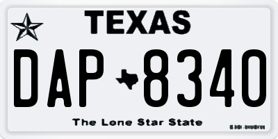 TX license plate DAP8340