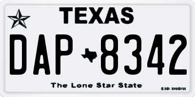 TX license plate DAP8342