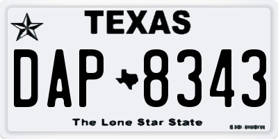 TX license plate DAP8343