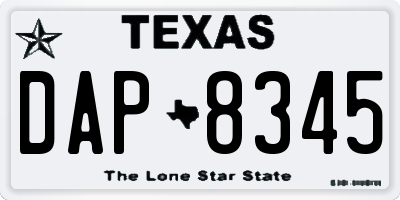 TX license plate DAP8345