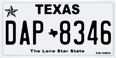 TX license plate DAP8346