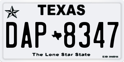 TX license plate DAP8347