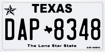 TX license plate DAP8348