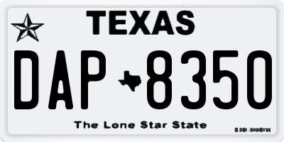 TX license plate DAP8350