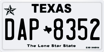 TX license plate DAP8352