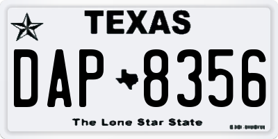 TX license plate DAP8356