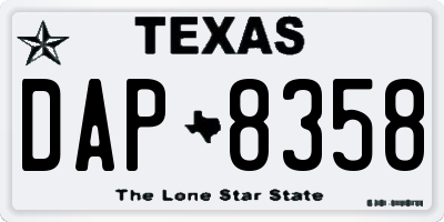 TX license plate DAP8358