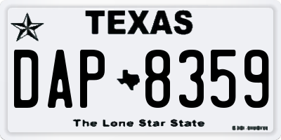 TX license plate DAP8359